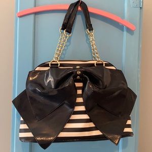 Betsey Johnson Bow Purse Shoulder Bag Stripes